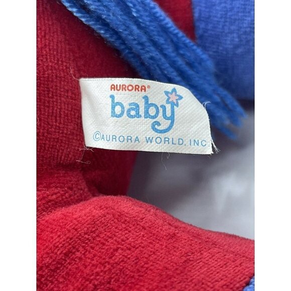 VTG Aurora Baby Red Horse Plush Activity Toy Primary Colors Blue Yarn Hair 90s - Picture 10 of 11